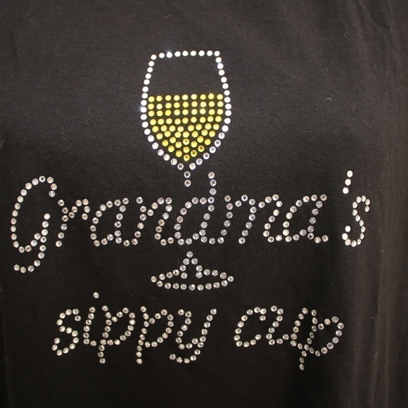 Grandma's Sippy Cup Rhinestone  T-Shirt plus size. - Picture 2 of 3
